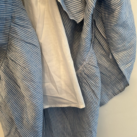 NWT Amour Vert Elio Linen Midi Dress, Blue Natural Stripe - Picture 10 of 11